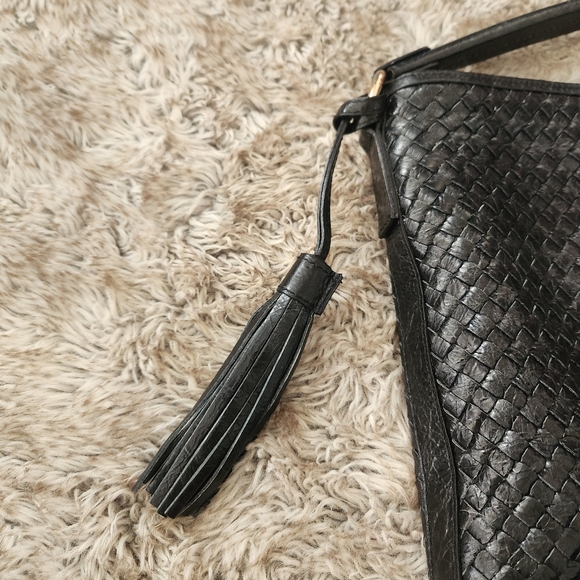 Dee Ocleppo 100% Leather Weaved Black Tote Bag Made in Italy - Picture 2 of 14